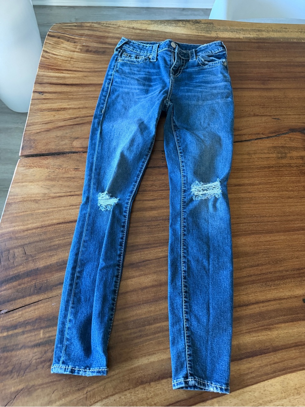 True Religion Women's Distressed Blue Skinny Jeans
